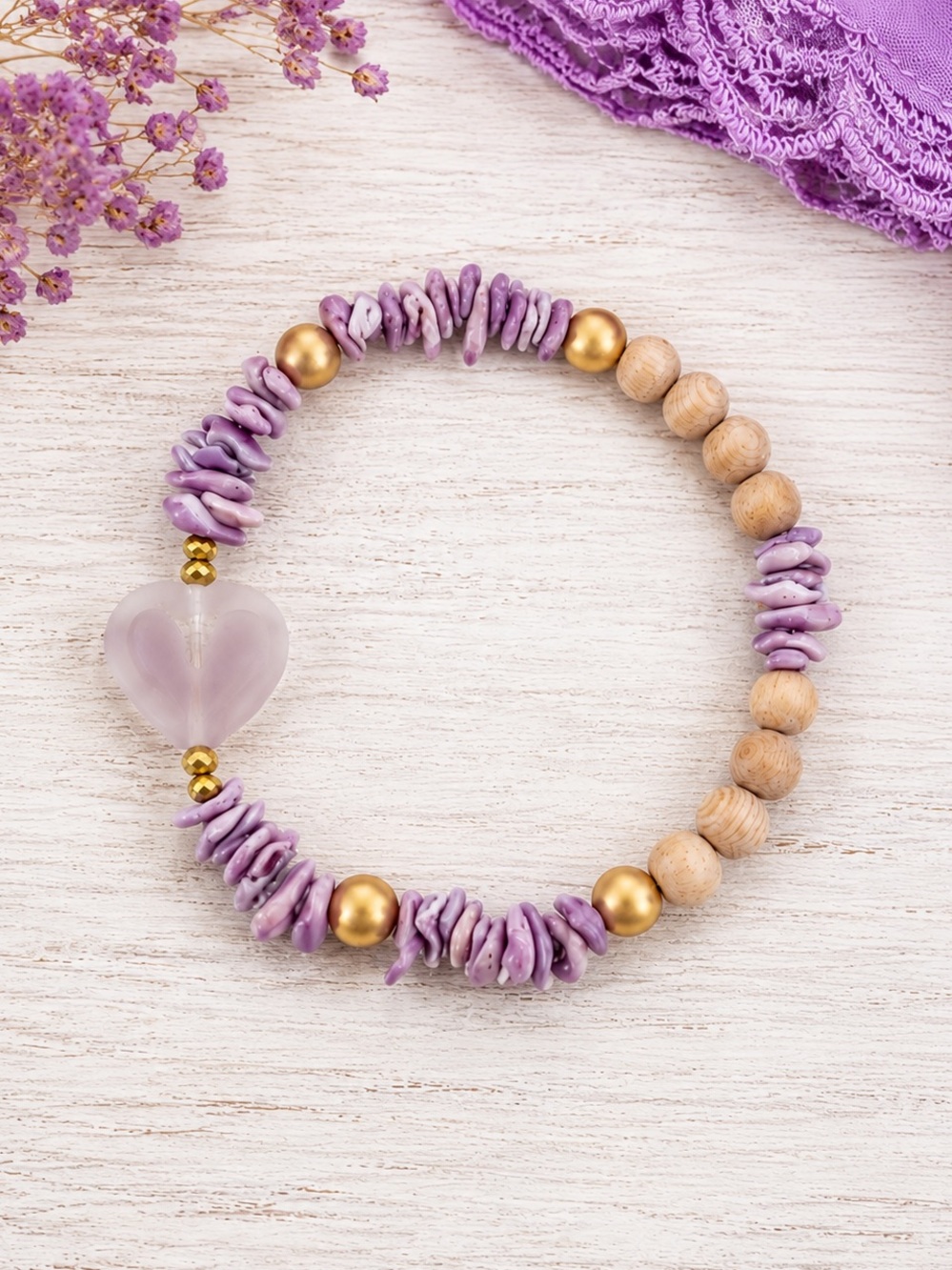 Oil Haven Boutique Purple Cebu Shell Rosewood Aromatherapy Diffuser Bracelet